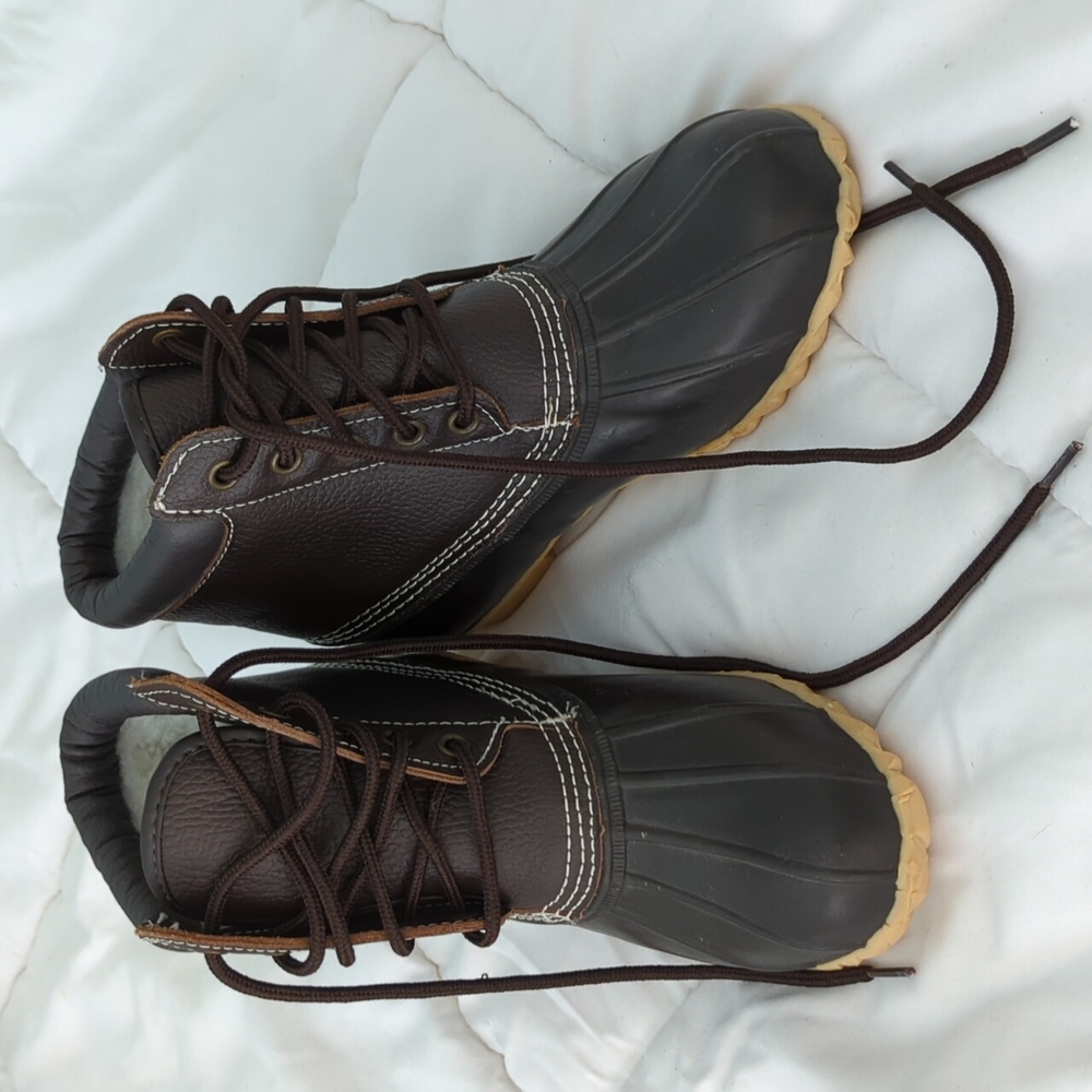 TOTES sherpa lined brown leather duck boots size 7